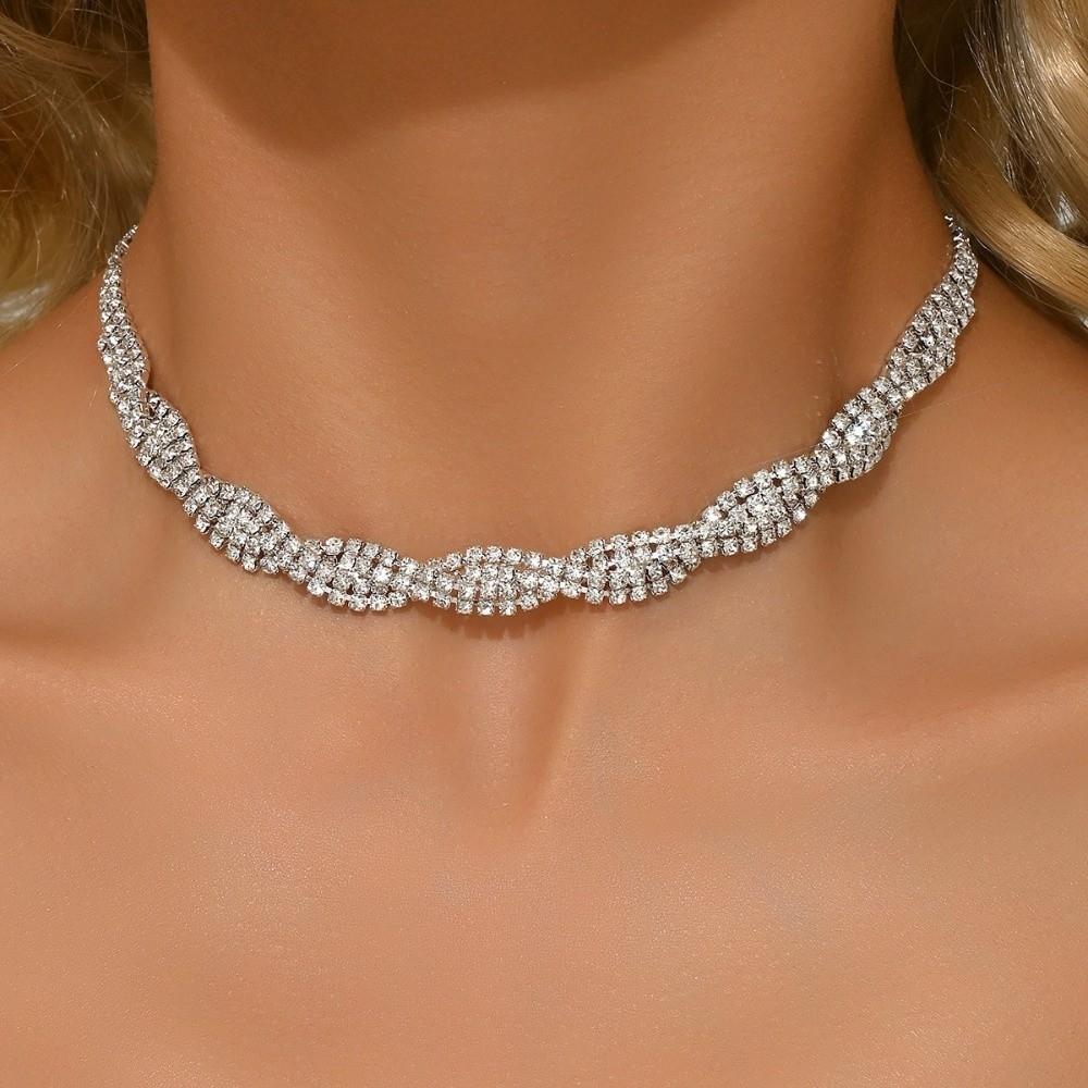 Sparkling Bridal Jewelry Set Elegant Wedding Accessories Necklace Earrings Set  Party Events