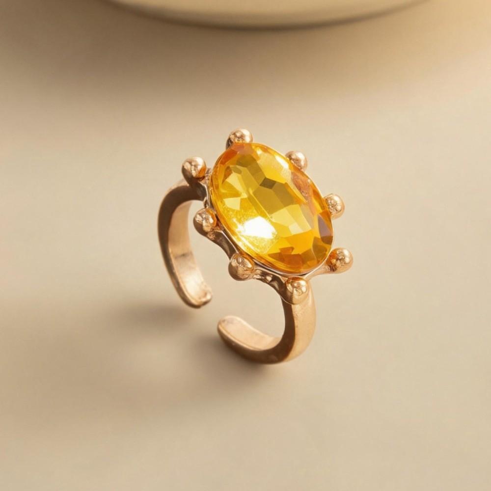 Stackable Oval Shape Rhinestone Ring Shiny Finger Ring Fashion Candy Color Statement Ring  Dating
