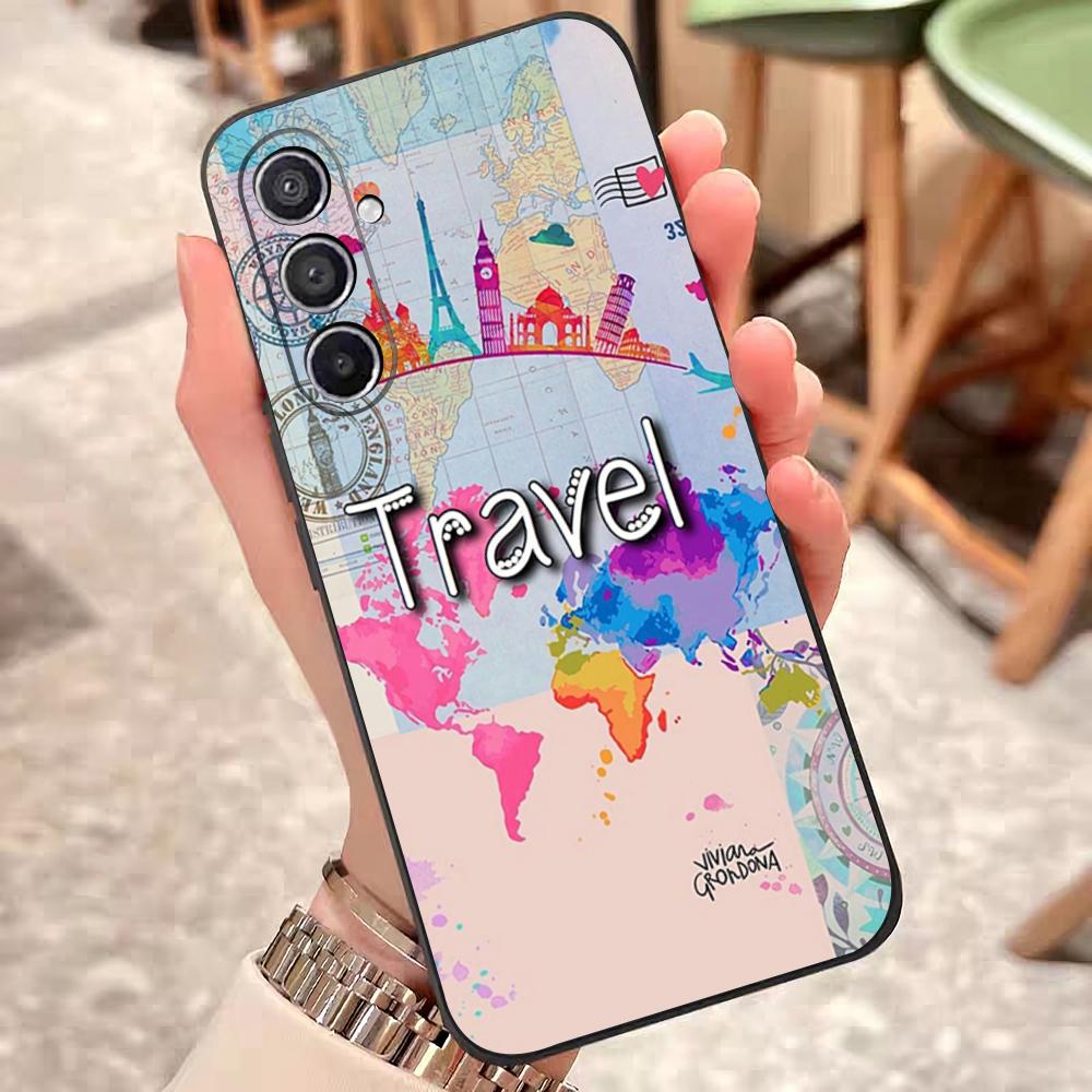 Чехол для телефона с рисунком маршрута самолета для Samsung S25 Edge 24 23 22 21 20 Ultra Plus Fe Galaxy A54 53 34 25 16 Силиконовая крышка