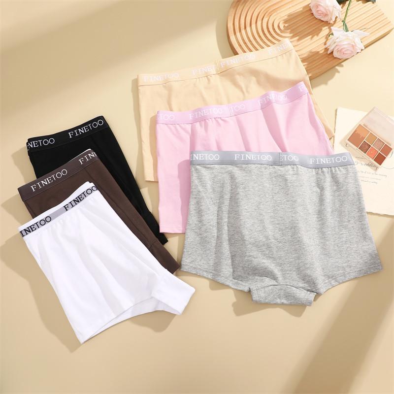 FINETOO Хлопковые трусики для женщин, трусы-боксеры с высокой талией, удобные трусы, женские трусы