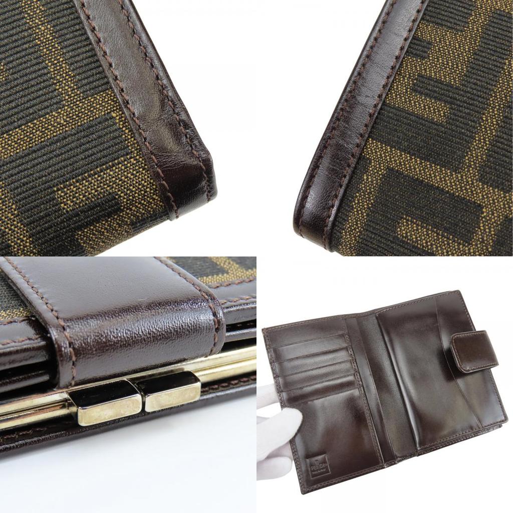 Used FENDI Bifold Wallet Zucca 01692 canvas/leather Brown Gamaguchi