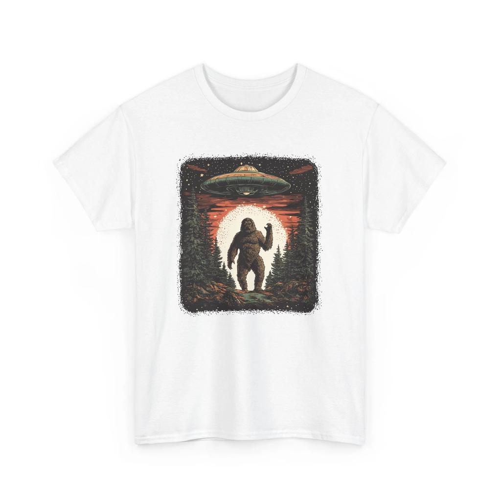 Bigfoot & UFO Alien Shirt | Alien Space Graphic Tee | UFO T-shirt Tops Tees Unisex for Cool Wear