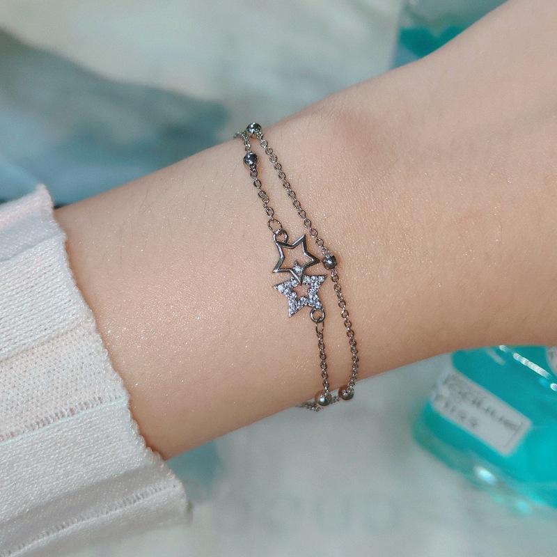 Double Layer Star Bracelet For Women Minimalist Celestial Jewelry Dainty Gift For Best Friend And Students