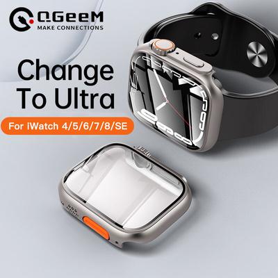 Стекло + чехол для iWatch 44 мм, 45 мм, 41 мм, 40 мм, сменная защитная пленка для экрана, ультра-бампер iWatch Series 8, 7 SE, 6, 5, 3