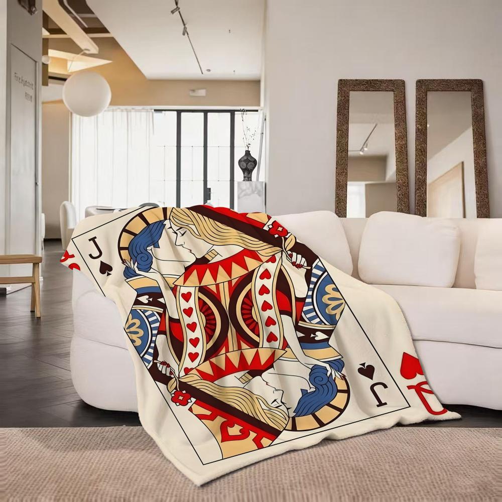 Game P Playing C Cards Throw Flannel Throw Blanket Suitable for Sofa Living Room Bedroom