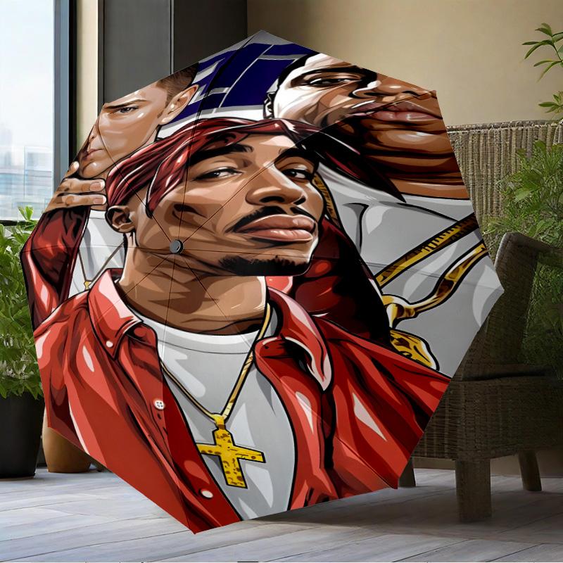 Rap Legend In Blue Umbrella Folding umbrella, automatic umbrella 8-Frame for Travel, camping Use Gift for Halloween Christmas