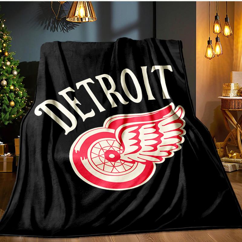 Vintage Detroit Wings Logo Blanket Flannel Throw for Sofa, Indoor, Camping, Living Room, Office, Chair, And Bed Soft Birthday Gift
