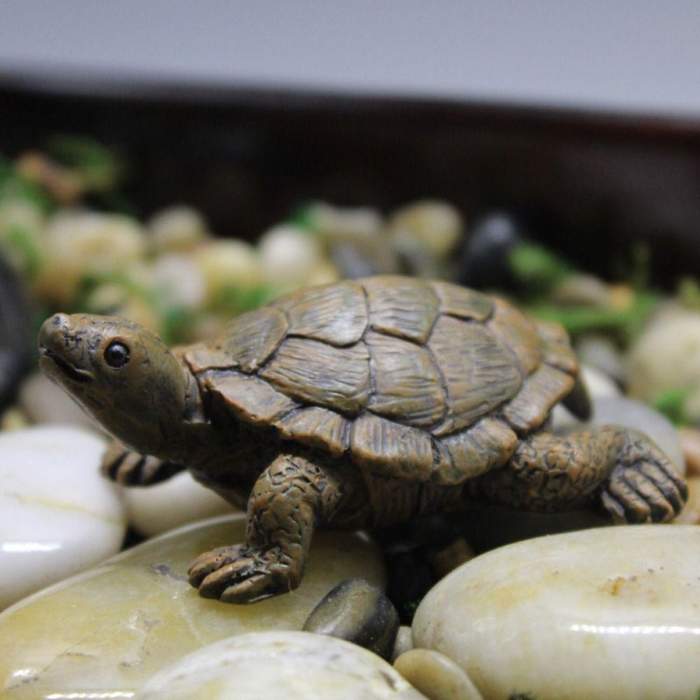 2pcs Handmade Crafts Tortoise Resin Craft Miniature Tortoise Figurine Car Home Decoration