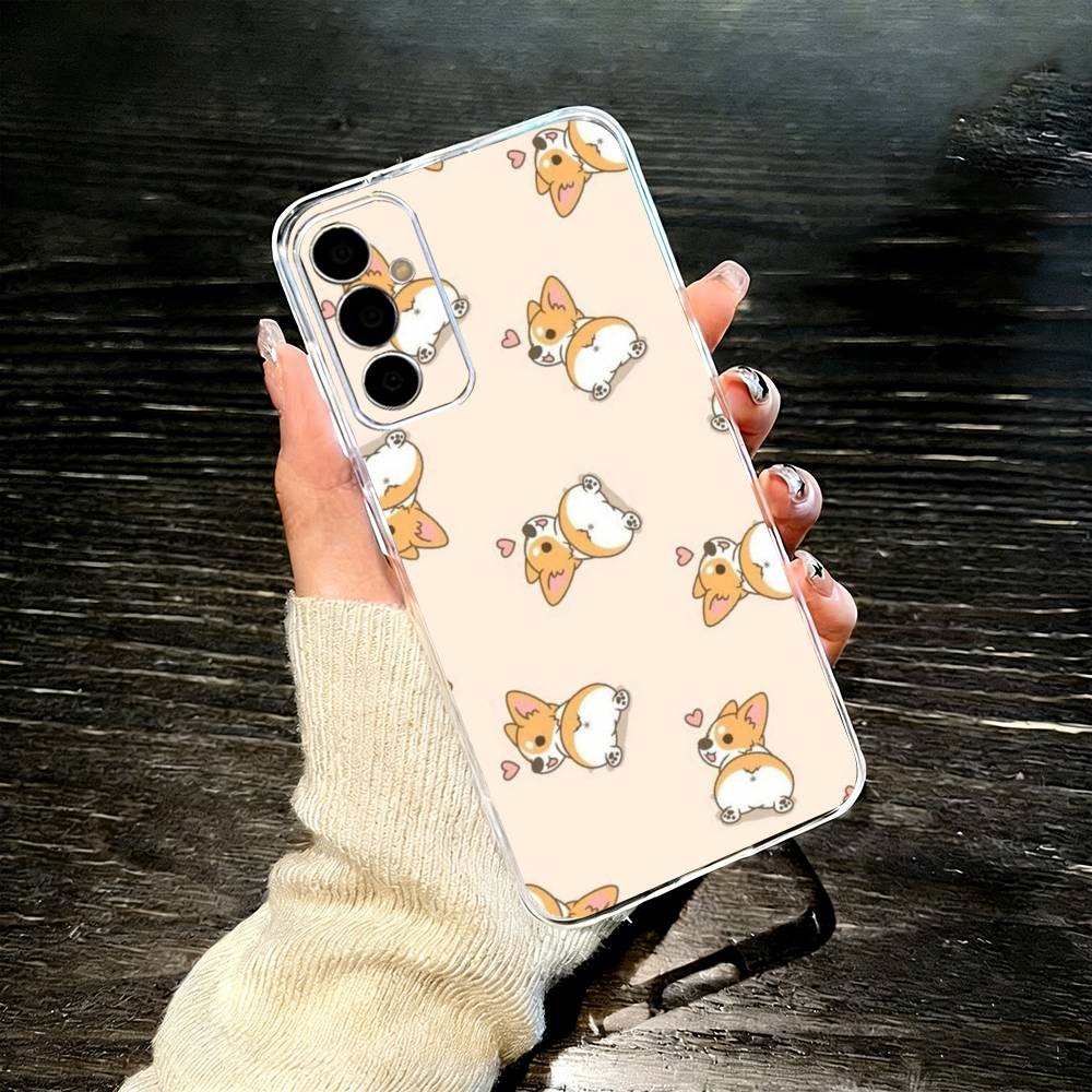 C-Корги Питомец Милый Пес Мультяшный Чехол Для Телефона Для SamsungA10,12,20,21S,30,31,40,50,51,52,70,71 Прозрачный Чехол