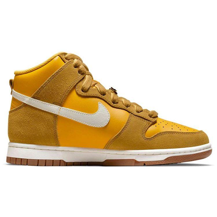 Nike Dunk High SE First Use Pack - University Gold Женские кроссовки Белый Светло-резиново-коричневый DH6758-700