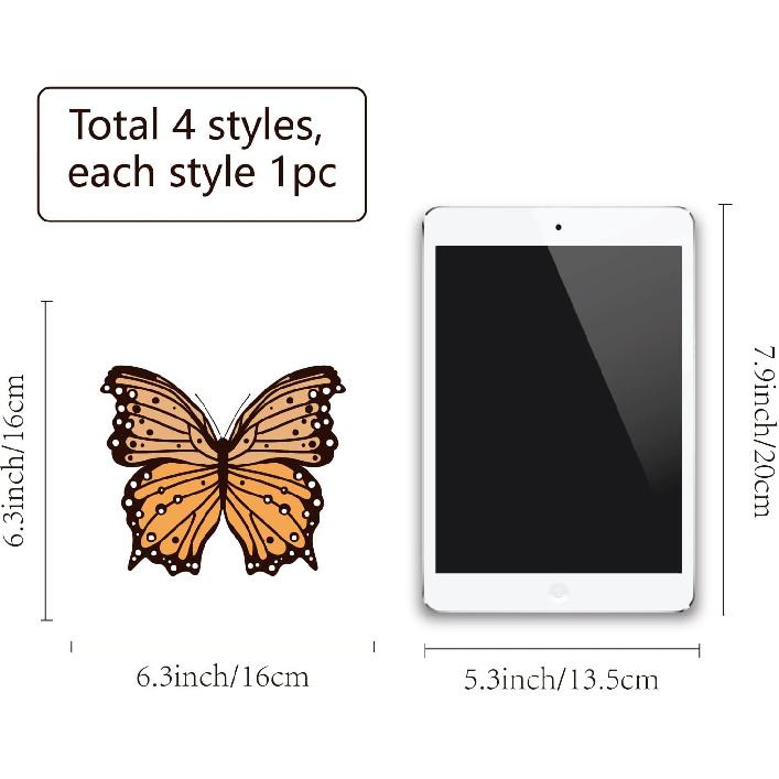 GORGECRAFT 6.3x6.3 4 Styles Spring Butterfly Vinyl Window Clings Non Adhesive Reble Window Decals Stairway Sliding Glass Door Stickers Film to