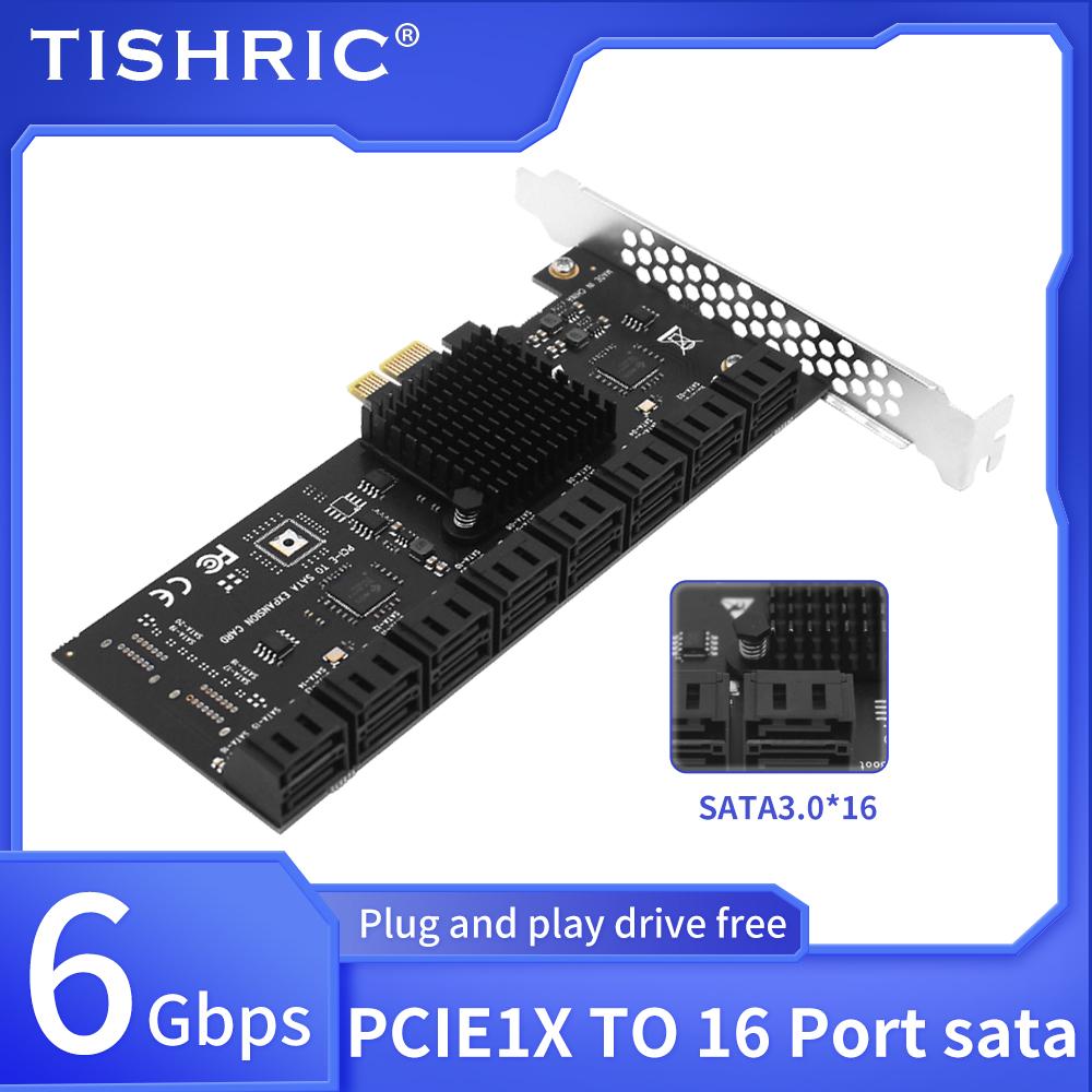 PCIE Sata 1X To 2/6/10/16 Ports SATA3.0 PCI-E Expansion Card Adapter PCI Express Multiplier PCIE3.0 Sata Controller Add On Cards