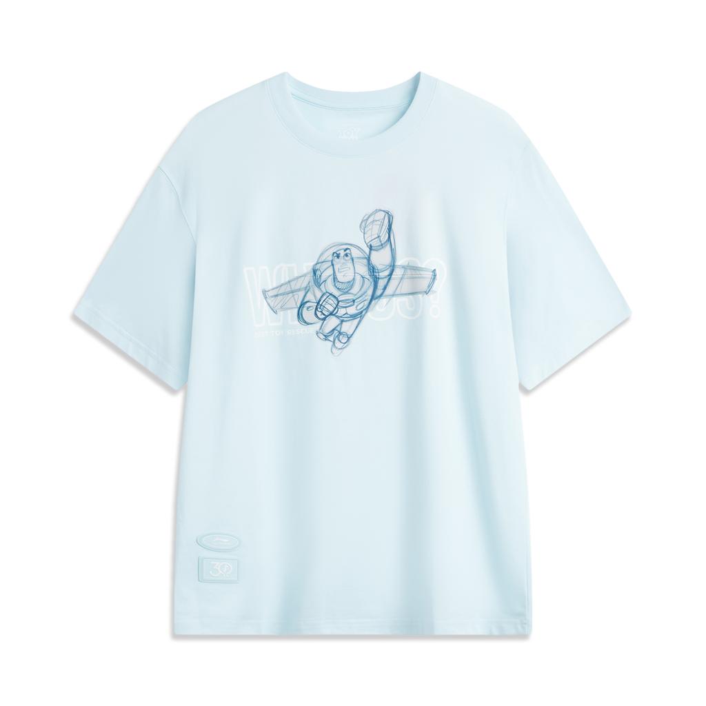 Li Ning X Серия Disney История игрушек Американский кэжуал Простой принт Быстросохнущая Удобная Дышащая Футболка с круглым вырезом и коротким рукавом Мужские топы AHSV685-4