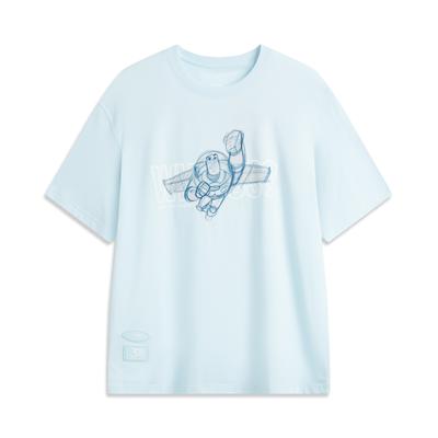 Li Ning X Серия Disney История игрушек Американский кэжуал Простой принт Быстросохнущая Удобная Дышащая Футболка с круглым вырезом и коротким рукавом Мужские топы AHSV685-4