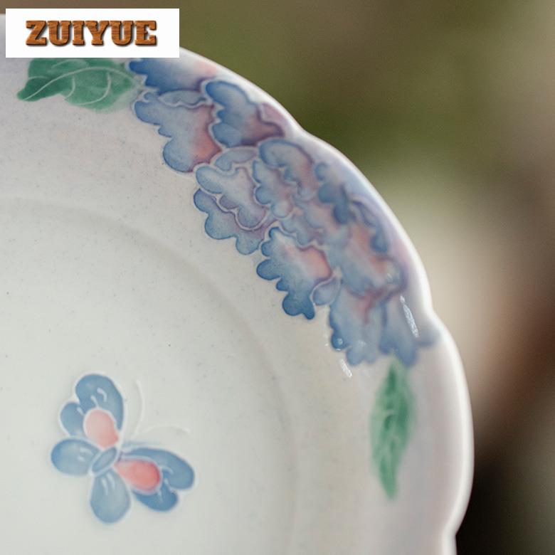 Hand-painted Butterfly Flower Gradient Ramp Pot Bearing Holder Teacup Support Dry Bubble Table Tea Tray Coasters Tableware Craft