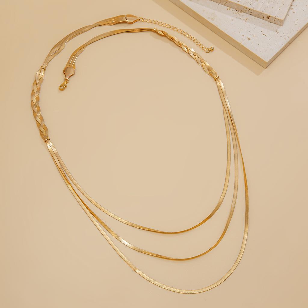 Ingemark Multilayer Twisted Flat Snake Chain Necklace for Women Goth Adjustable Smooth Tassel Link Jewelry Accessories Gift New