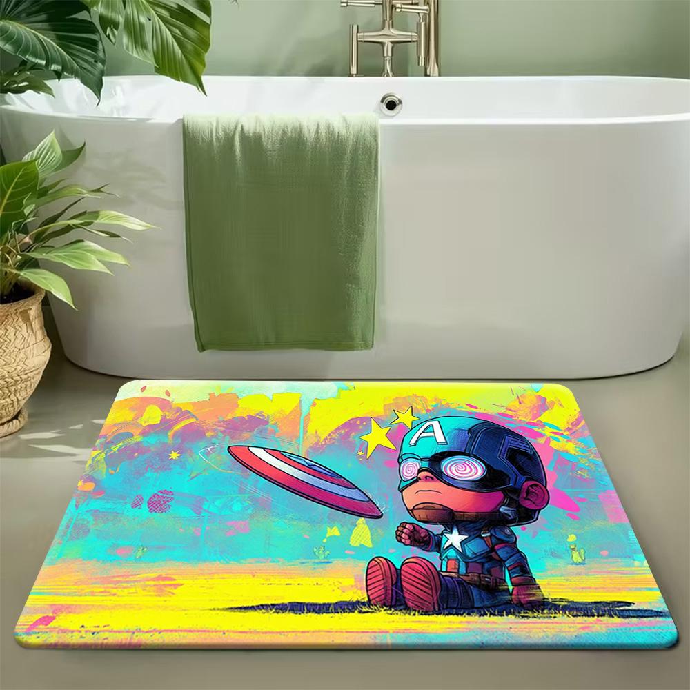 Bath Mat 1pc, Spider for Man Takes Action, MARVEL Flannel Rectangular Mat, Bathroom Non-slip Entrance Mat, Fun Door Decoration