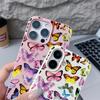 Чехол для телефона с цветным рисунком бабочки из кожи и текстурой для iPhone 16 Pro 15 14 13 12 Pro Max 11, ударопрочный, мягкий, матовый, тонкий чехол из ТПУ