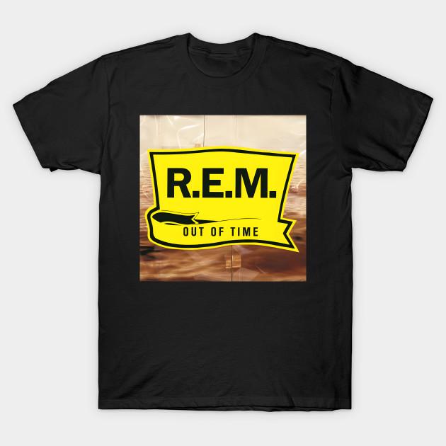 Asian Size Men Print T-shirt R.E.M. Album Out Of Time No-Cut Heat Transfer Print Cotton Tshirt