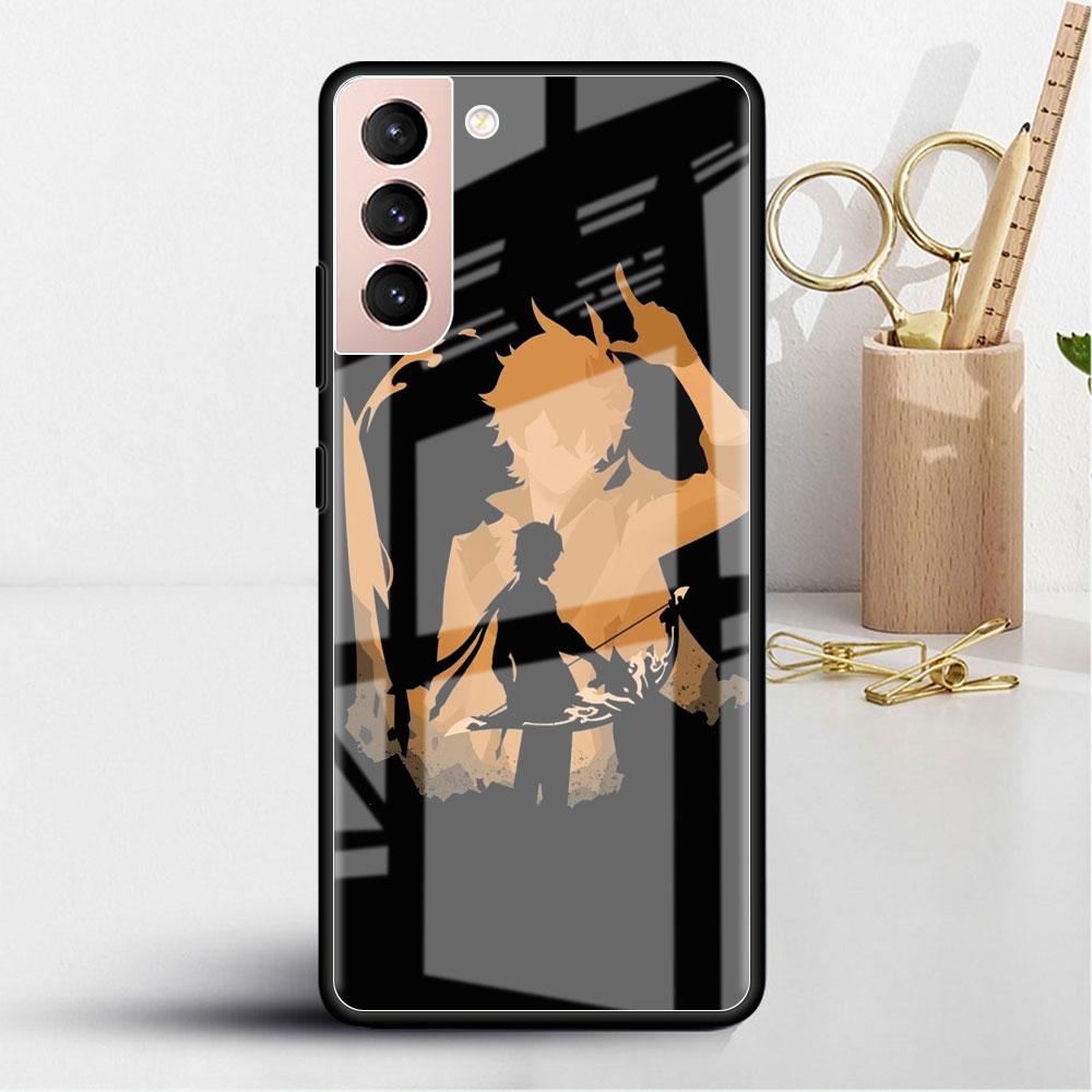 Стеклянный чехол для Samsung Galaxy S22 S20 FE S21 5G S10 S9 Plus Note 10 20 Lite закаленный чехол для телефона аниме Genshin Impact Cool