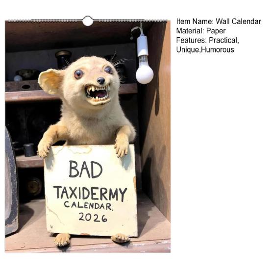 Bad Taxidermy Calendar 2026 Awkward Animal Photo Wall Calendar Unintentionally Decor Unique Prank Funny Office Kitchen