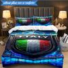 3PCS Italy Football Crest Bedding Set 2D Printing (Includes 1 Duvet Cover + 2 Pillowcases Coreless), Bedroom decor,Fan gift