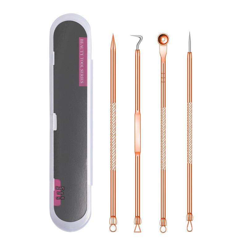 4-Piece Stainless Steel Double-Ended Blackhead and Acne Extractor Set