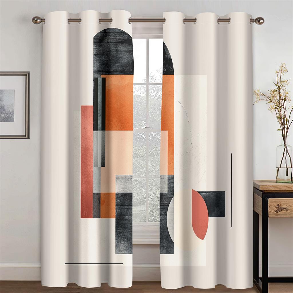 Современные минималистичные шторы с геометрическим цветным линейным узором, декор для детской комнаты, гостиной, спальни, кухни, балкона, 2 панели