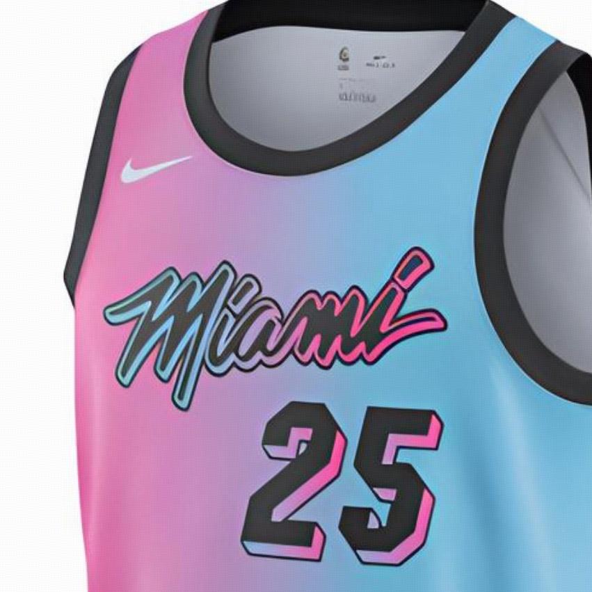Men's Nike Swingman Miami Heat Gradient Quick Dry Environmental Friendly Knit Basketball Jersey/Vest Purple Blue CN1741-691