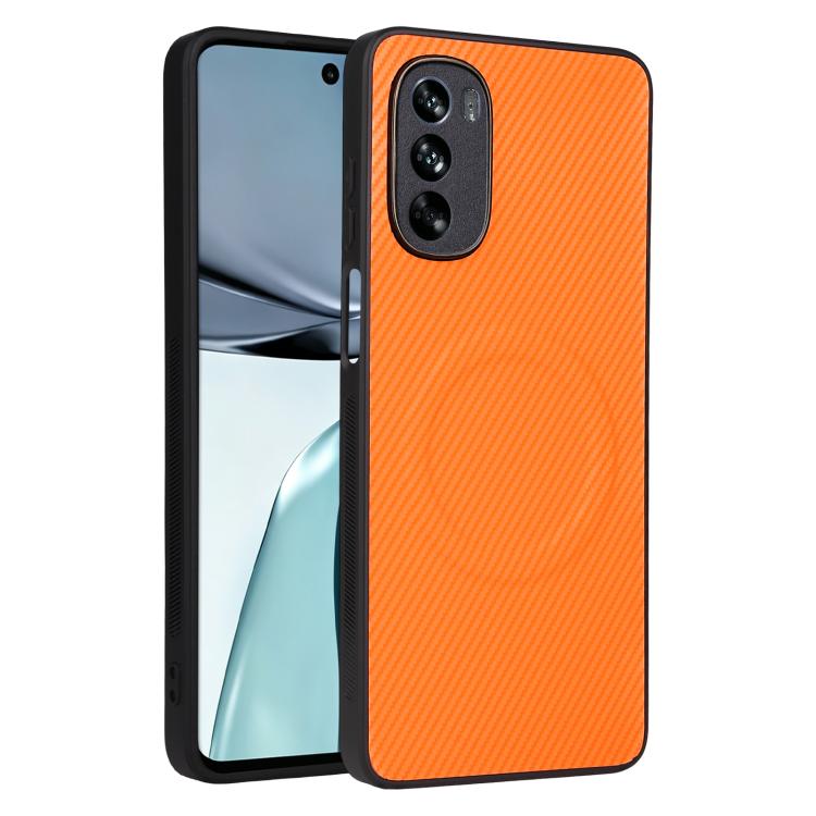 Precise-Cutout Carbon-Fiber-Texture Vegan-Leather Phone Case For Motorola Edge 50 Fusion 5G, PU TPU Anti-Scratch Lightweight Protective Cover