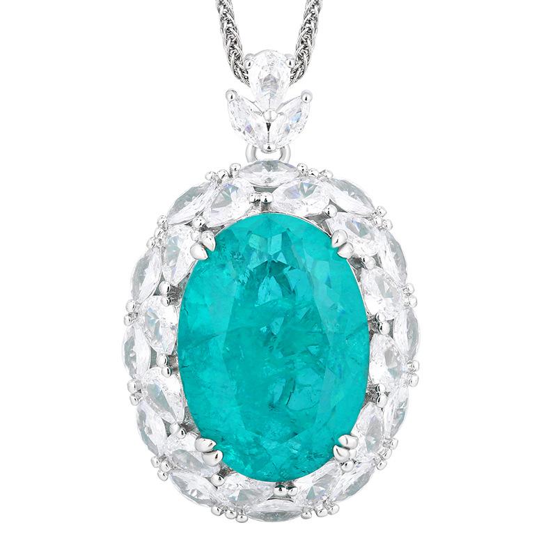 Ювелирные изделия Медное основание с золотым покрытием Имитация изумрудного кулона Ожерелье Крупный денарий 18 * 25