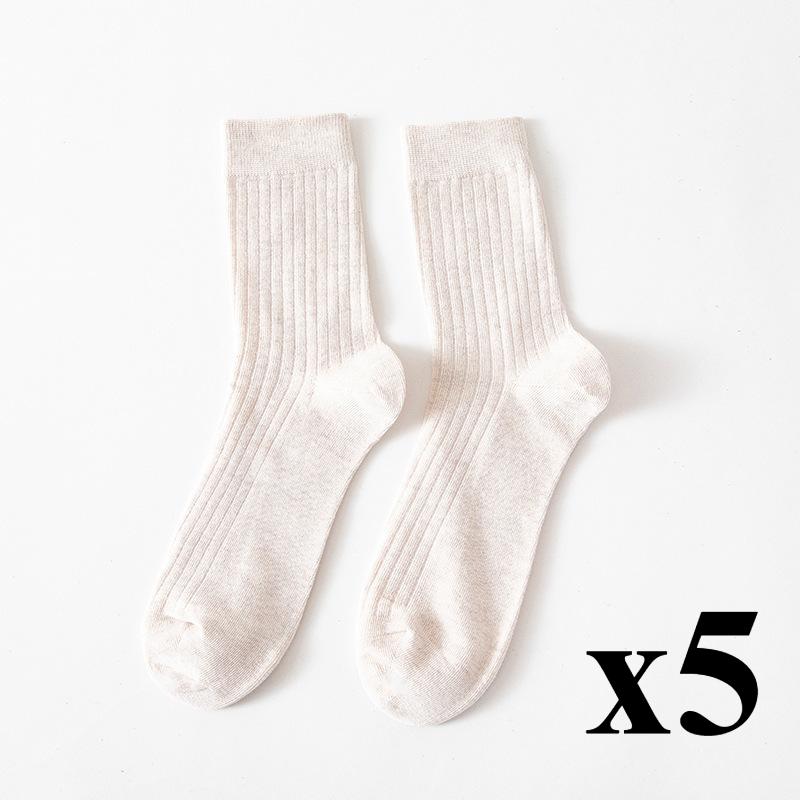 5 Pairs Men's Solid Color Striped Socks Spring Autumn Winter Socks Casual Socks Business Socks Wholesale