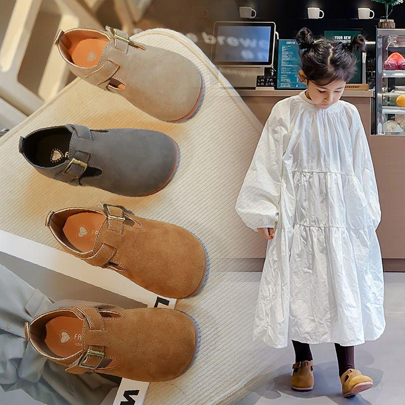 Детская кожаная обувь Осень 2025: Ретро корейский стиль, мягкая подошва, нескользящие для мальчиков и девочек