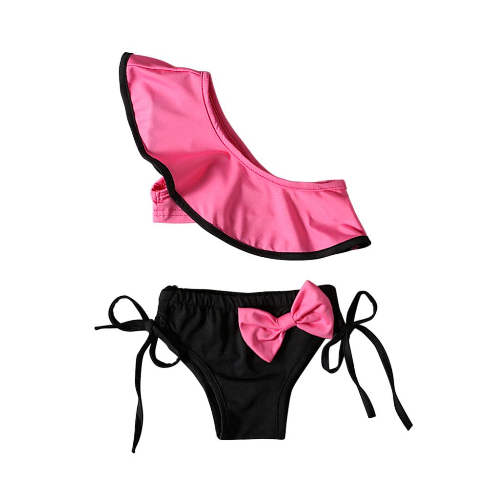 Летний купальник для маленьких девочек 0-3 лет, детский купальник из двух предметов с оборками и бантом, бикини для водных видов спорта, пляжная одежда для купания