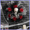 Хороший-Хэллоуин Венок из тюля с розами и черепом Регулируемая повязка на голову Хэллоуинские венки для входной двери Для костюма для вечеринки