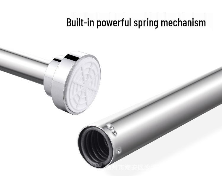 Stainless Steel Telescopic Shower Curtain Rod with No-Drill Support