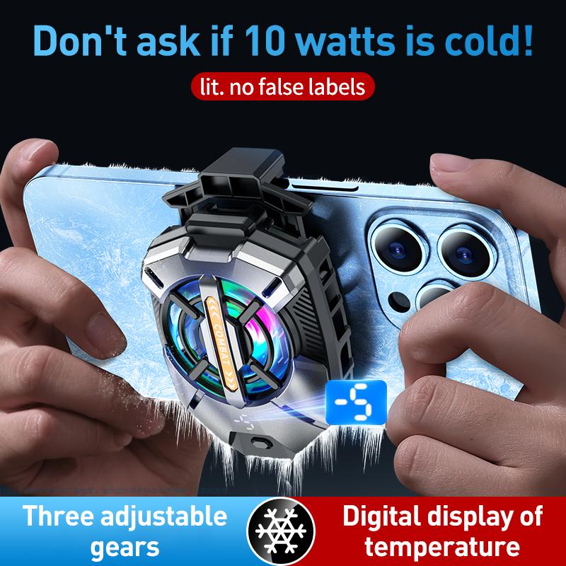 Three Gears Adjustable Mobile Phone Cooler Magnetic Suction Back Clip Semiconductor Cooling Radiator Back Clip with RGB Light