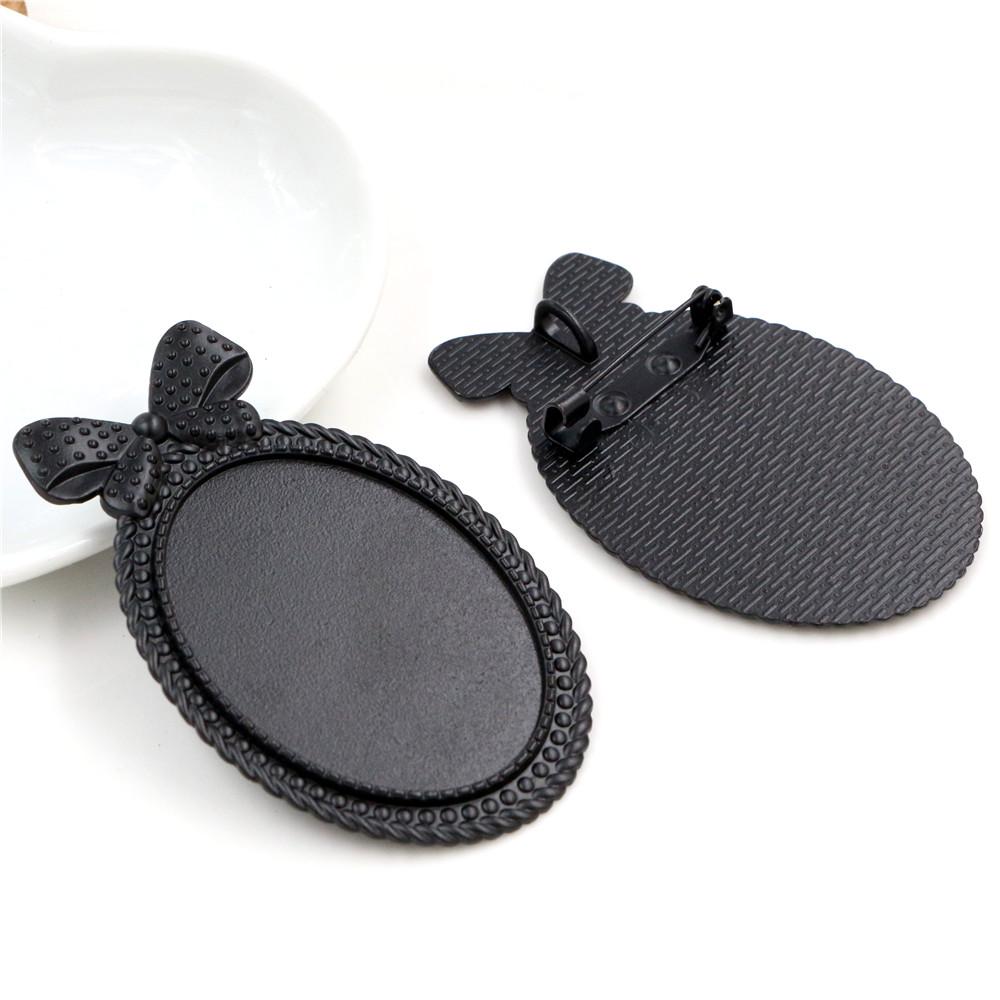 New Fashion 5pcs 30x40mm Inner Size Antique Gold/Silver Black Bronze Pin Brooch Pierced Style Base Setting Pendant