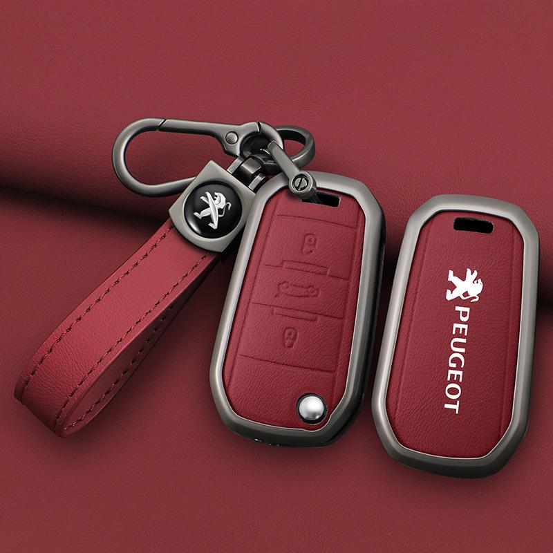 For Peugeot 208 308 408 508 2008 4008 5008 3008 Fashion Leather Car Key Case Cover Shell Holder Protector Key Bag Accessories