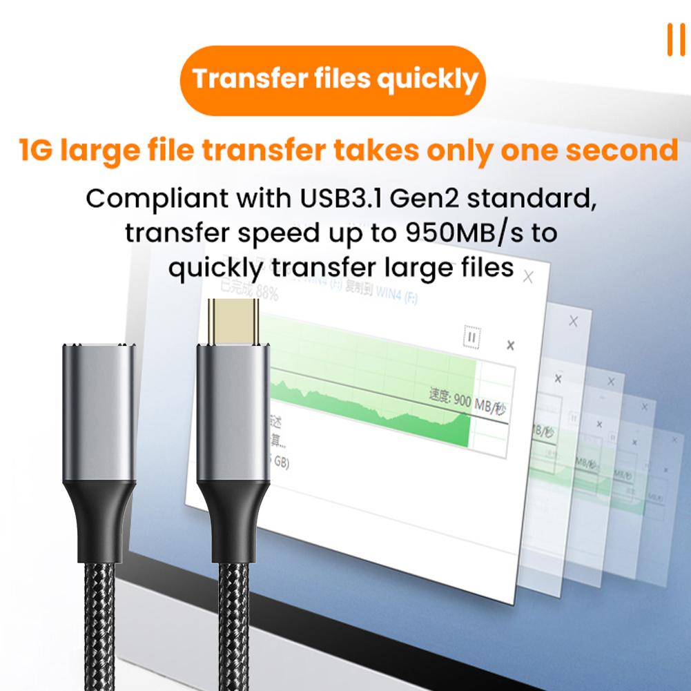 Удлинительный кабель USB C 5A Папа к маме 10 Гбит/с Gen2 100 Вт Зарядный кабель для ноутбука для Sumsung Pro Q S5W9
