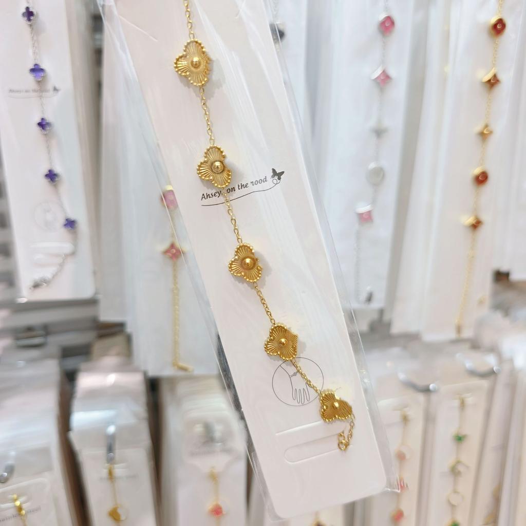 Двусторонний браслет «Пятицветник», «Четырехлистный клевер», титановая сталь, не выцветает, легкая роскошь, ювелирное изделие высокого класса