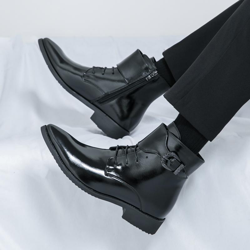 Модные Высококачественные Мужские Роскошные Удобные Ботильоны Кожаные Тренды Уличные Остроносые Ботинки Черные Коричневые Модные Деловые Офисные Ботинки Челси