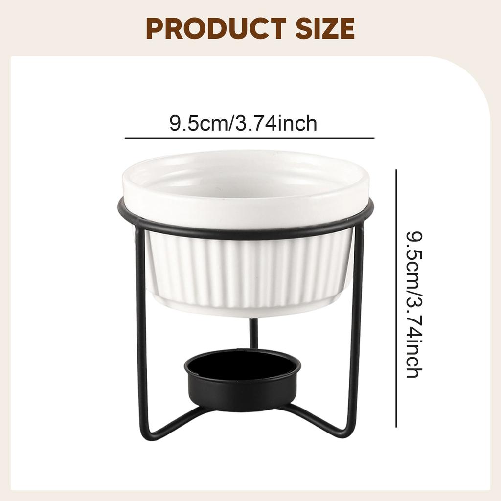 Ceramic Butter Warmer Bowl Chocolate Melting Pot Fondue Pot for Household Kitchen Candy Dessert Snack Cheese - Kitchen Gadget