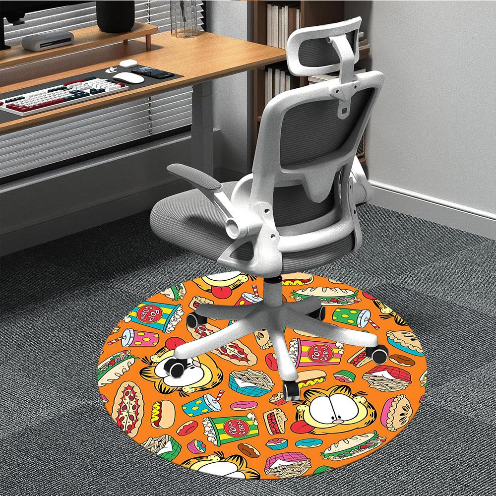 1pc Garfield Foodie Chair Carpet for Office, Indoor Non-Slip Polyester Fiber Carpet,  Machine Washable, Durable Construction yy251205107