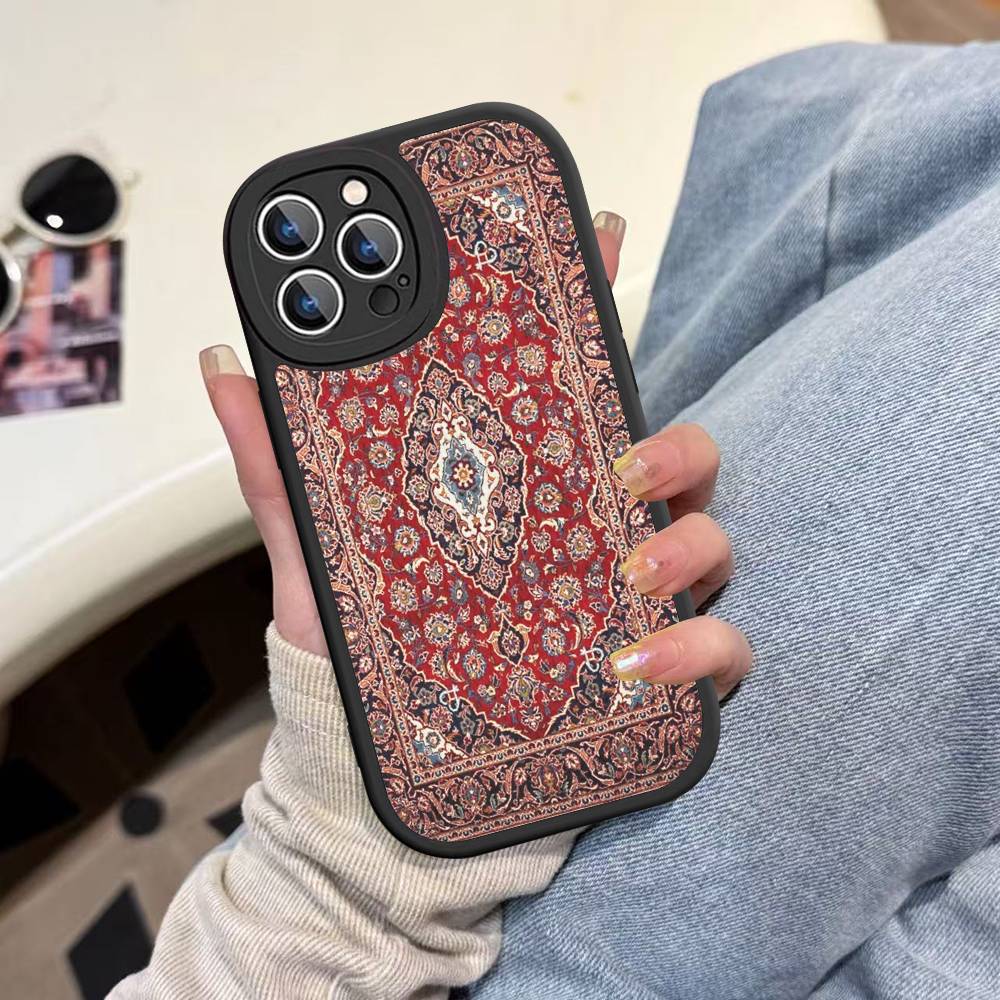 Чехол для телефона с цветочным узором в стиле персидского ковра для iPhone 16 15 14 13 12 11 Pro Max Plus Кожаный противоударный чехол