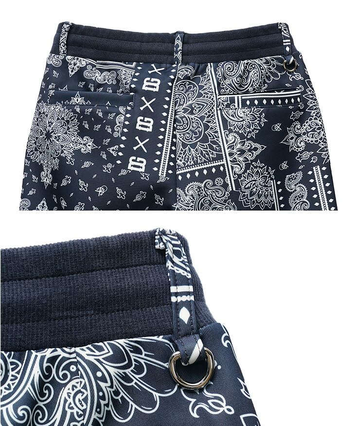 DIVINER GOLF Комплект из лонгслива и брюк для гольфа с принтом «Пейсли» и в стиле «джоггер», мужской, цвет темно-синий, для осени/зимы, с воротником-стойкой. L, (Темно-синий логотип).