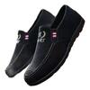 Low-top Men's Shoes One-pedal Men's Cloth Shoes Suede Embroidery