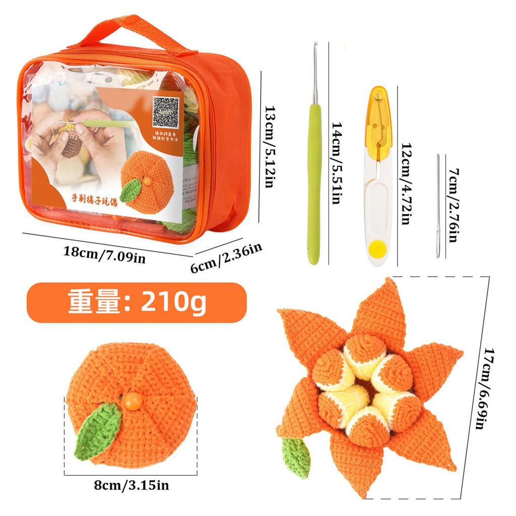 Crochet Set Funny Handmade Knitting Accessories Fruit Yarn Craft Beginner Crochet Set For Kids Women Boys Girls Mom Handicraft