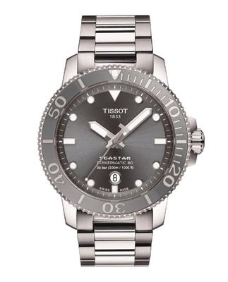 Автоматические часы TISSOT Seastar 1000 с браслетом [Официальный импорт] T1204071108101 Мужские с серым циферблатом