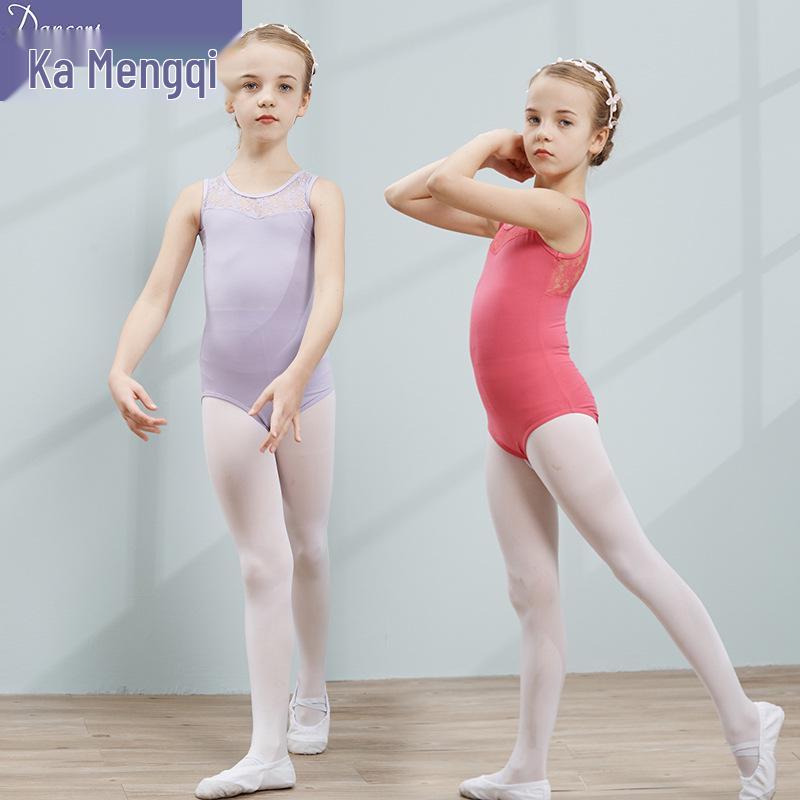 Летнее платье для балетных танцев без рукавов из хлопка и кружева для девочек